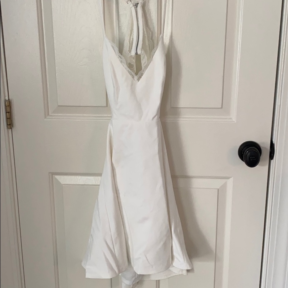 White Lace Open Back Dress